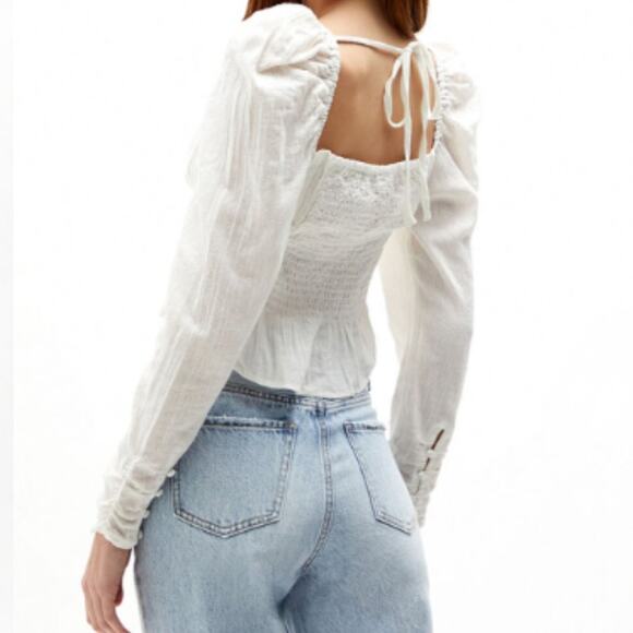 New  ~ FREE PEOPLE  ~ Chloe Long Sleeve Crop Top Medium ~ ANTHROPOLOGIE - Picture 6 of 8